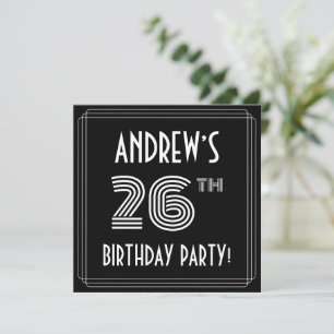 Invitation Fête du 26e anniversaire : Art Déco Style avec Nom