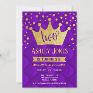 Invitation Fête du 2e anniversaire - Royal Purple Gold