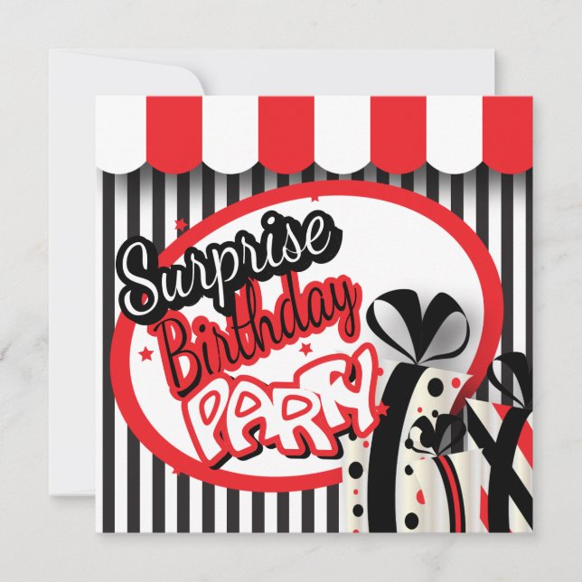 Invitation fête du 30e anniversaire| Bandes rouges, blanches  (Devant)