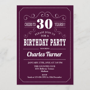 Invitation Fête du 30e anniversaire - Bourgogne Blanc