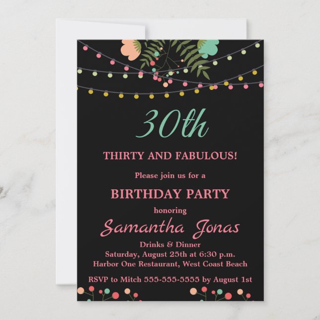 Invitation Fête du 30e anniversaire de la création florale no (Devant)