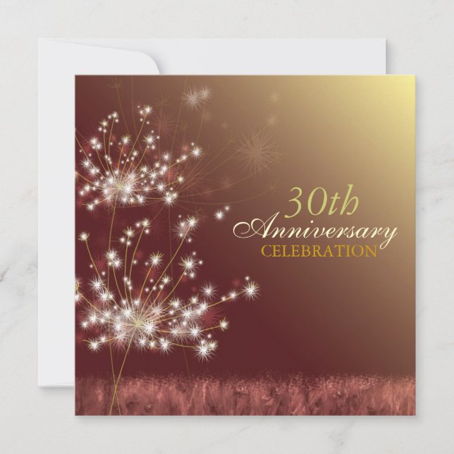 Invitation Fête du 30e anniversaire de mariage d'automne Or & (Devant)