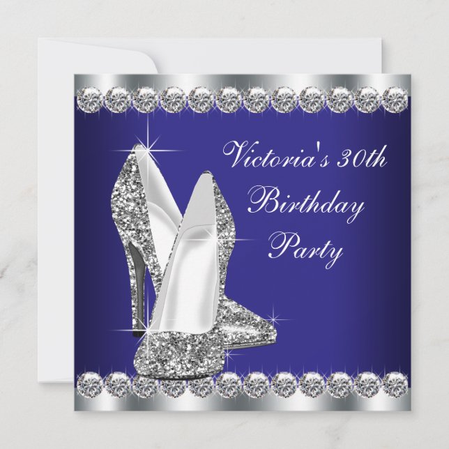 Invitation Fête du 30e anniversaire des femmes Royal Blue (Devant)