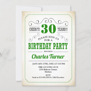 Invitation Fête du 30e anniversaire - Retro Crémeux Blanc et 