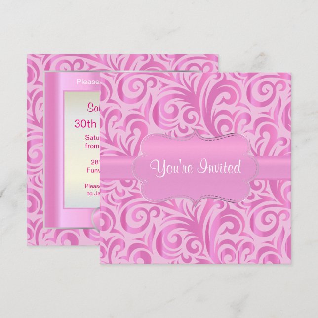 Invitation fête du 30e anniversaire| Verr rose, argent et bla (Devant / Derrière)