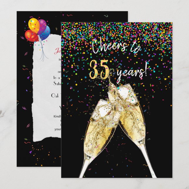 Invitation fête du 35e anniversaire (Devant / Derrière)