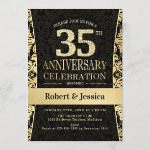 Invitation Fête du 35e Anniversaire - Or Noir