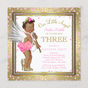Invitation Fête du 3e anniversaire de Little Angel Ethnic Gir
