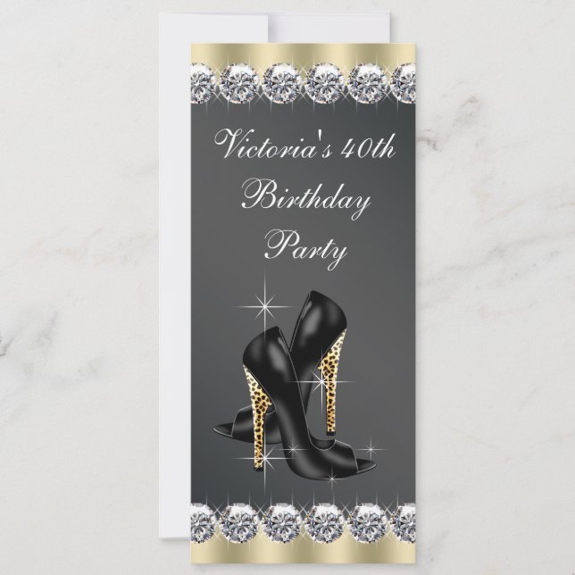 Invitation Fête du 40e anniversaire Chic Black (Devant)