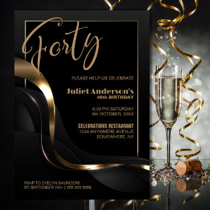 Invitation Fête du 40e anniversaire de Black Gold moderne