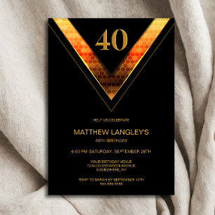 Invitation Fête du 40e anniversaire de Black Gold moderne