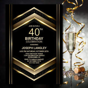 Invitation Fête du 40e anniversaire de Black Gold moderne