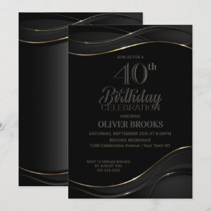 Invitation Fête du 40e anniversaire de Black Gold moderne