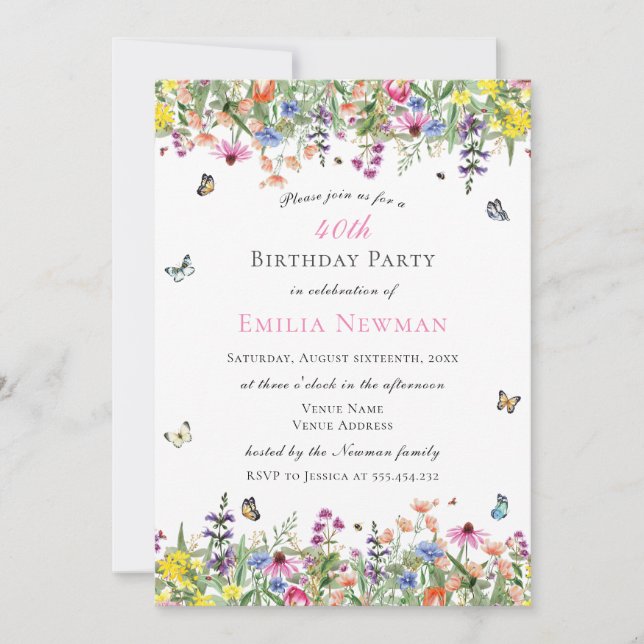 Invitation Fête du 40e anniversaire de Floral (Devant)