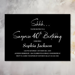 Invitation Fête du 40e anniversaire de la Black Surprise mode