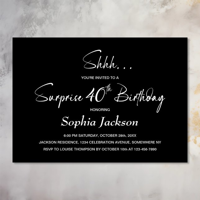 Invitation Fête du 40e anniversaire de la Black Surprise mode (Créateur téléchargé)
