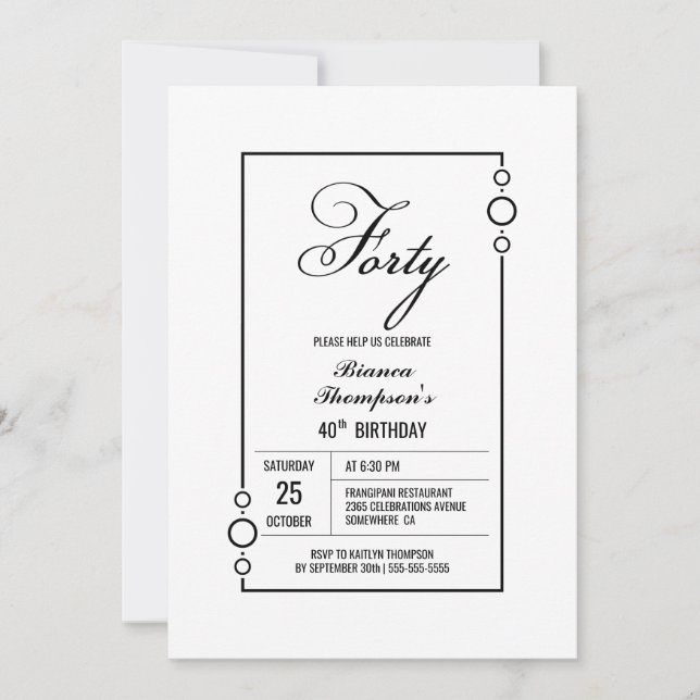 Invitation Fête du 40e anniversaire de la frontière noire mod (Devant)