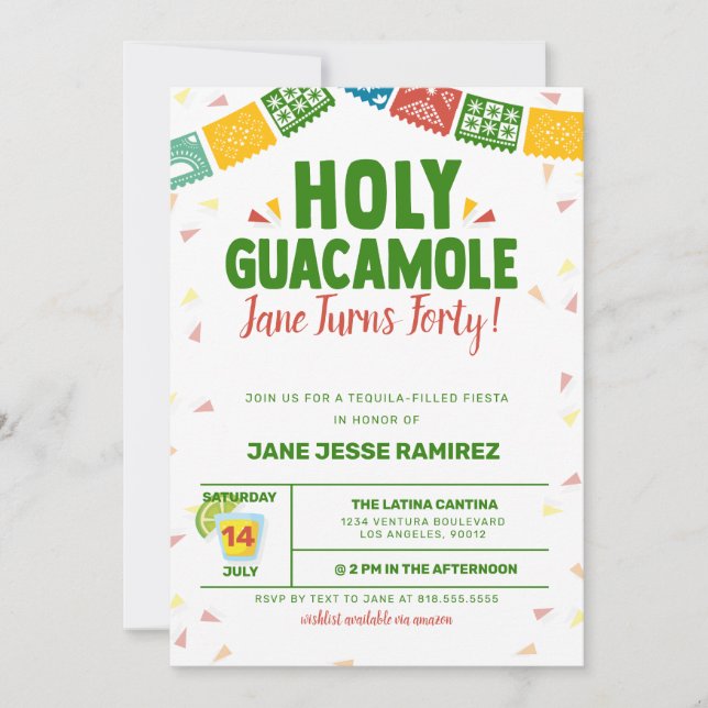 Invitation Fête du 40e anniversaire de la Saint-Guacamole (Devant)