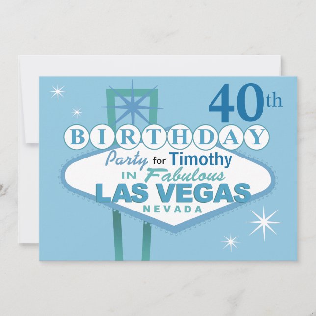 Invitation Fête du 40e anniversaire de Las Vegas - bleu (Devant)