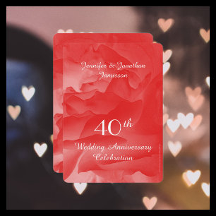 Invitation Fête du 40e Anniversaire de Mariage Rose Rose Cora