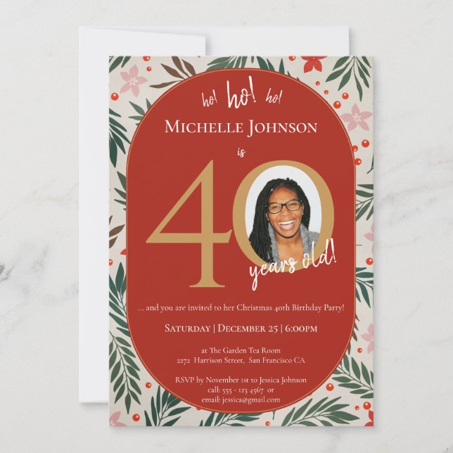 Invitation Fête du 40e anniversaire de Noël (Devant)