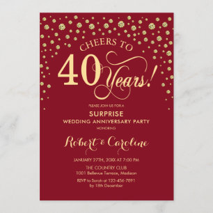 Invitation Fête du 40e anniversaire de surprise de Ruby Red G