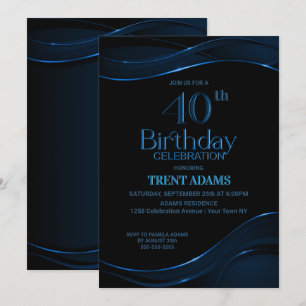Invitation Fête du 40e anniversaire du Black Blue moderne