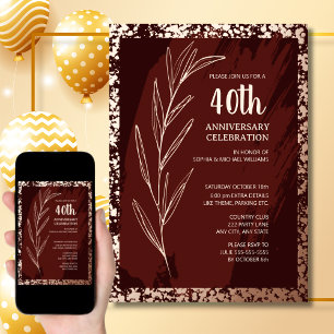 Invitation Fête du 40e anniversaire Faux Foil Digital