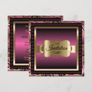 Invitation Fête du 40e anniversaire | Métal rose et or
