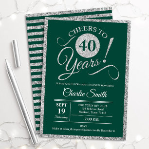 Invitation Fête du 40e anniversaire - N'IMPORTE QUEL ÂGE Vert