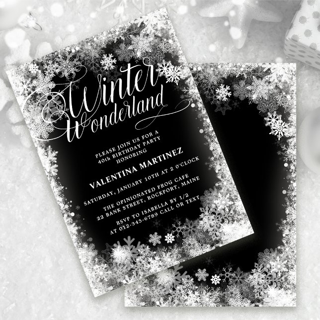 Invitation Fête du 40e anniversaire Wonderland Winter Wonderl (Créateur téléchargé)