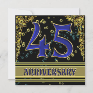 Invitation Fête du 45e anniversaire noir et or