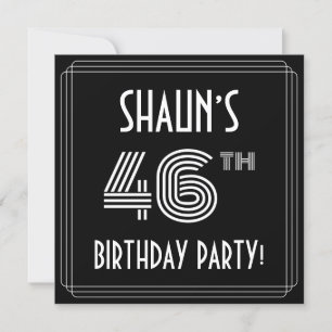 Invitation Fête du 46e anniversaire : Art Déco Style avec nom