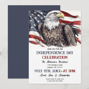 Invitation Fête du 4 juillet à l'aquarelle