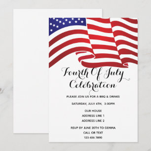 Invitation Fête du 4 juillet avec drapeau américain