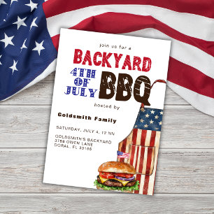 Invitation Fête du 4 juillet barbecue dans la cour arrière