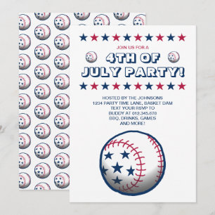 Invitation Fête du 4 juillet Baseball