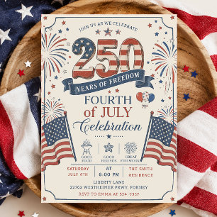 Invitation Fête du 4 juillet pour le 250e anniversaire de l'A