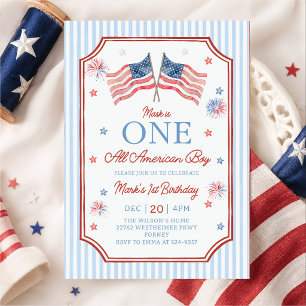 Invitation Fête du 4 juillet pour un garçon tout ce qu'il y a