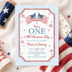 Invitation Fête du 4 juillet pour un garçon tout ce qu'il y a