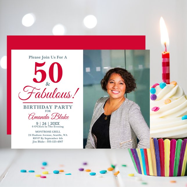 Invitation Fête du 50e anniversaire, 50 et fabuleux ! Photo (Créateur téléchargé)