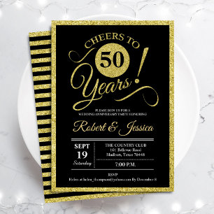 Invitation Fête du 50e anniversaire - Black or