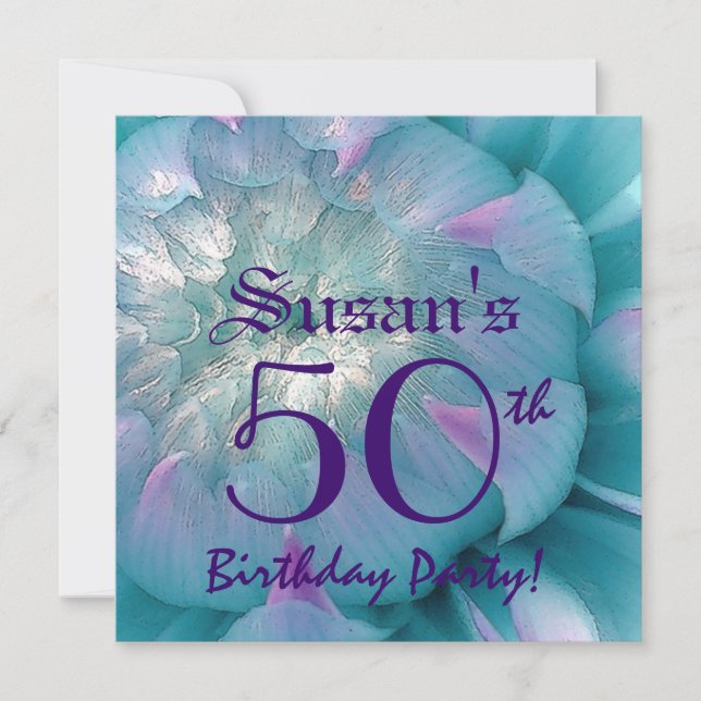 Invitation Fête du 50e anniversaire Dahlia Bloom (Devant)