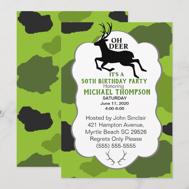 Invitation Fête du 50e anniversaire de Camo et Deer (Devant / Derrière)