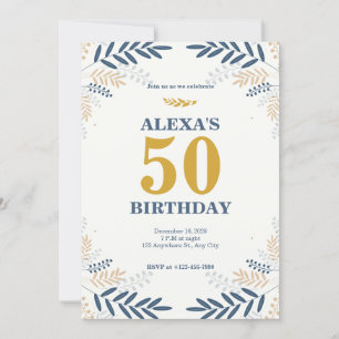 Invitation Fête du 50e anniversaire de la crème et de l'or