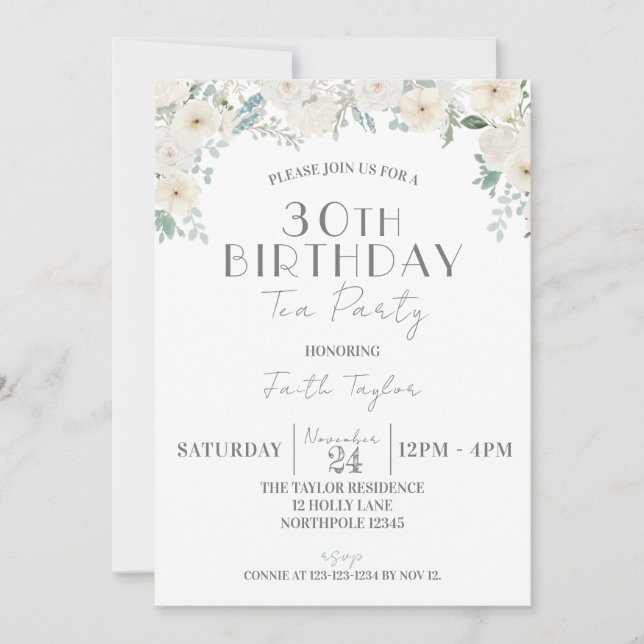 Invitation Fête du 50e anniversaire de la florale, Thé du jou (Devant)