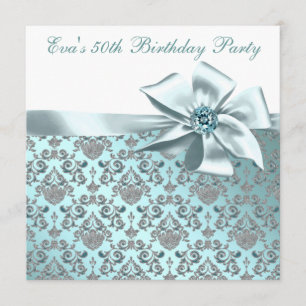 Invitation Fête du 50e anniversaire de l'élégant Blue Turquoi