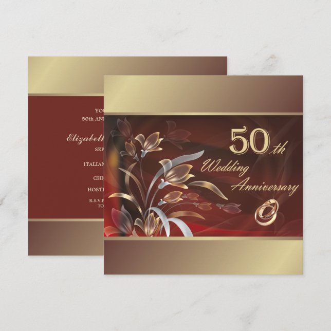 Invitation Fête du 50e anniversaire de mariage  (Devant / Derrière)