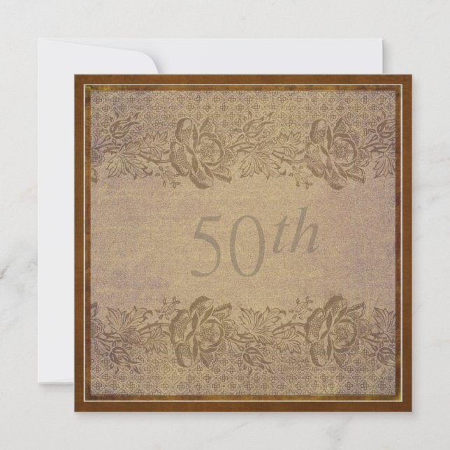 Invitation Fête du 50e anniversaire de mariage Fleurs dorées  (Devant)