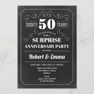 Invitation Fête du 50e anniversaire de Surprise - Chalkboard